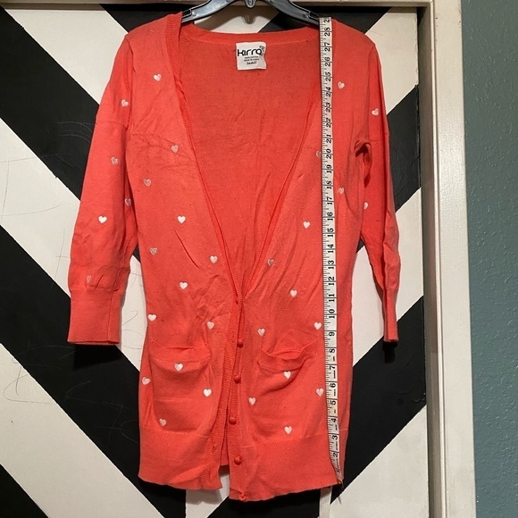 Kirra Hearts Cardigan Sweater 3/4 Sleeve Size S - Picture 6 of 8